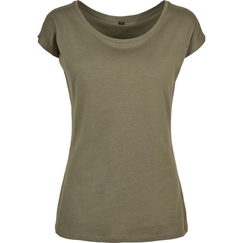 Build Your Brand Womens/Ladies Wide Neck / Olive